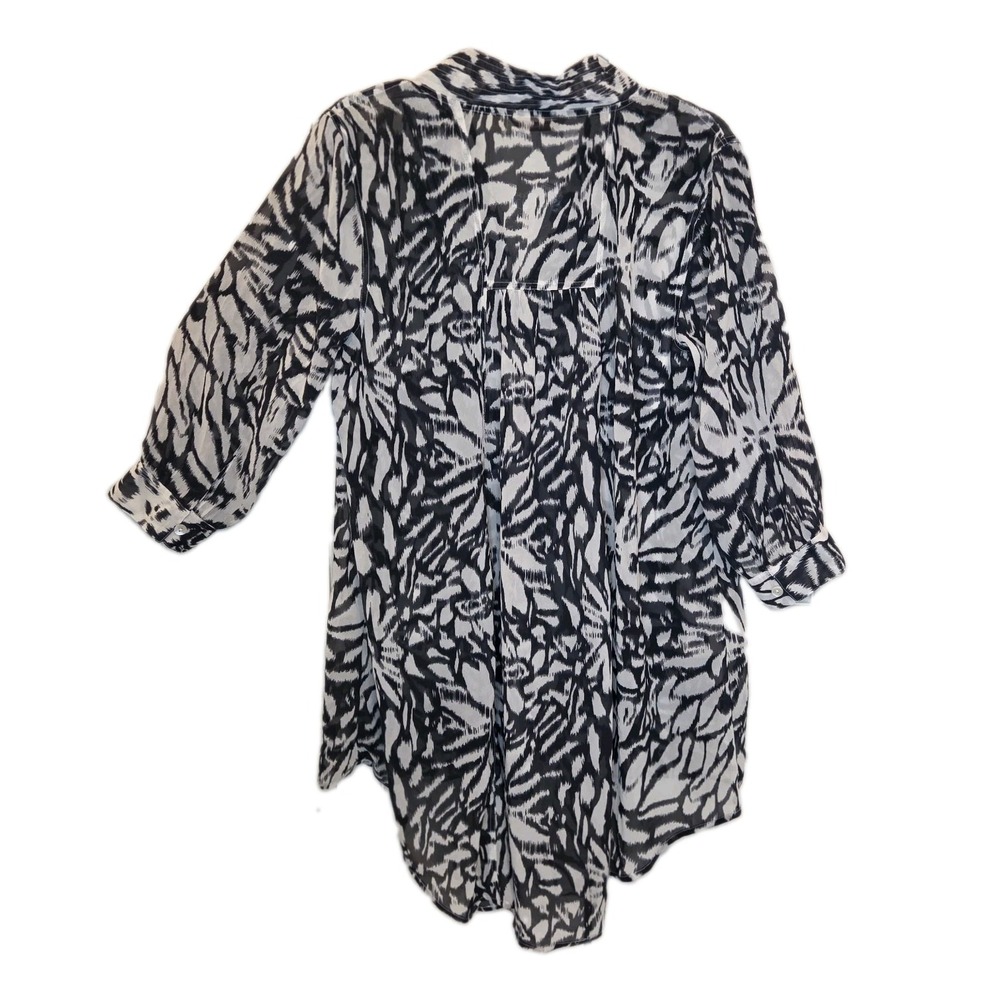 Soft Surroundings Sheer Hi Lo Tunic Long V Neck 3/4 Sleeves Tags Summer - Picture 5 of 8